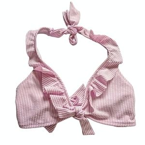 Jessica Simpson Seersucker Bikini Striped Ruffle purple